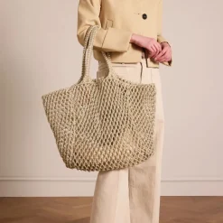 Manfield Zilveren gevlochten shopper^ Shoppers