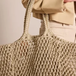 Manfield Zilveren gevlochten shopper^ Shoppers