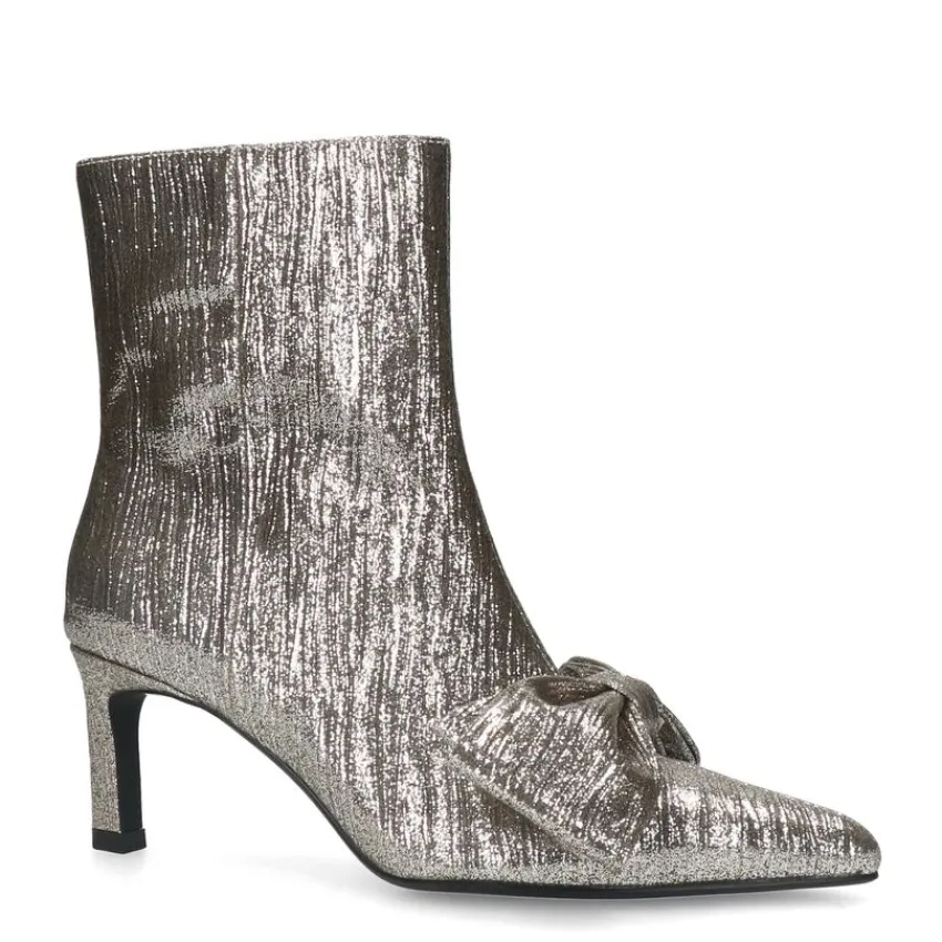 Manfield Zilveren glitter enkellaarsjes met hak^DAMES Enkellaarsjes