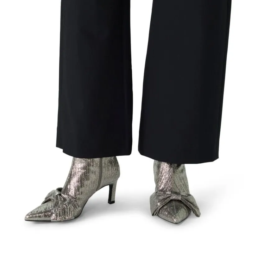 Manfield Zilveren glitter enkellaarsjes met hak^DAMES Enkellaarsjes