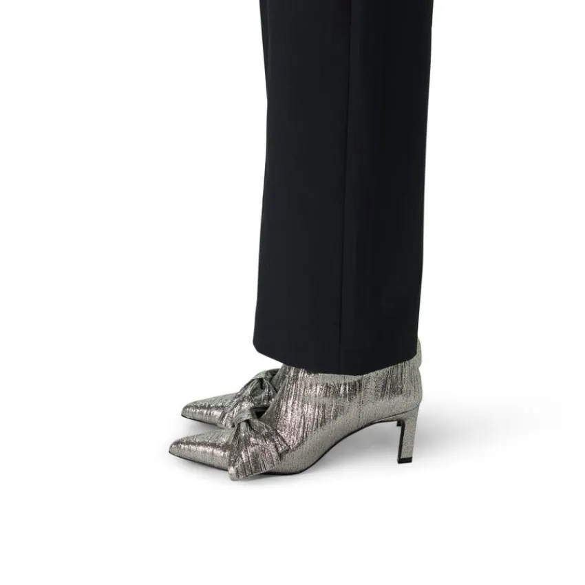 Manfield Zilveren glitter enkellaarsjes met hak^DAMES Enkellaarsjes