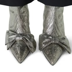 Manfield Zilveren glitter enkellaarsjes met hak^DAMES Enkellaarsjes