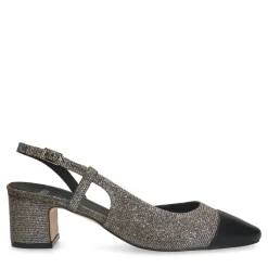 Manfield Zilveren glitter slingbacks^DAMES Pumps|Slingbacks