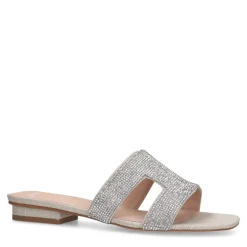 Manfield Zilveren glitter slippers^DAMES Slippers