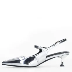 Manfield Zilveren lak slingbacks^DAMES Pumps|Slingbacks