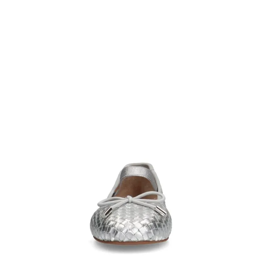 Manfield Zilveren leren ballerina's^DAMES Loafers