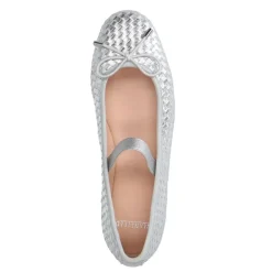 Manfield Zilveren leren ballerina's^DAMES Loafers