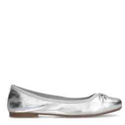 Manfield Zilveren leren ballerina's^DAMES Loafers