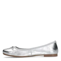 Manfield Zilveren leren ballerina's^DAMES Loafers