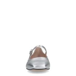 Manfield Zilveren leren ballerina's^DAMES Loafers