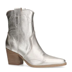 Manfield Zilveren leren cowboylaarzen^DAMES Enkellaarsjes