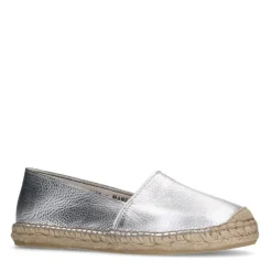 Manfield Zilveren leren espadrilles^DAMES Espadrilles