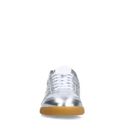 Manfield Zilveren leren metallic sneakers^DAMES Sneakers