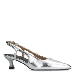 Manfield Zilveren leren slingbacks^DAMES Pumps|Slingbacks