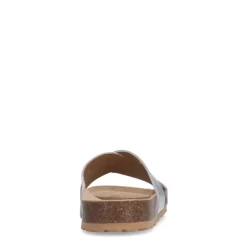 Manfield Zilveren leren slippers^DAMES Slippers