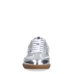 Manfield Zilveren leren sneakers^DAMES Sneakers