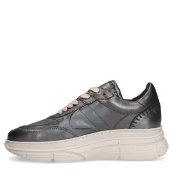 Manfield Zilveren leren sneakers^DAMES Sneakers