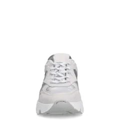 Manfield Zilveren leren sneakers^DAMES Sneakers