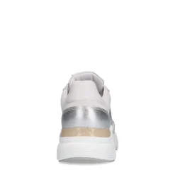 Manfield Zilveren leren sneakers^DAMES Sneakers