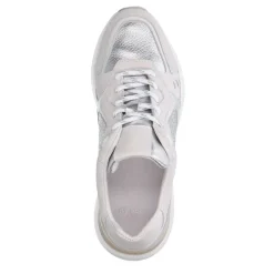 Manfield Zilveren leren sneakers^DAMES Sneakers