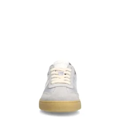 Manfield Zilveren leren sneakers met leopard details^DAMES Sneakers