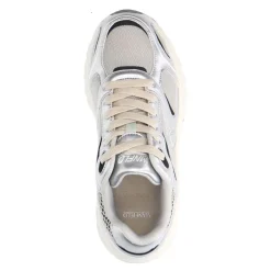 Manfield Zilveren sneakers met mesh details^DAMES Sneakers