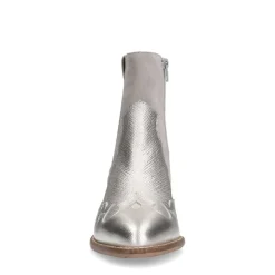 Manfield Zilveren suède metallic cowboy laarzen^DAMES Enkellaarsjes