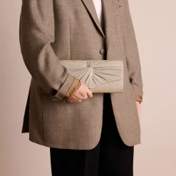 Manfield Zilverkleurige glitter clutch^ Clutches