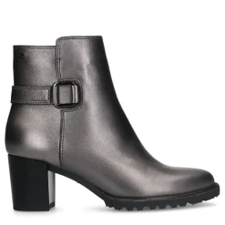 No Stress Zilverkleurige leren enkellaarsjes met hak^DAMES Enkellaarsjes