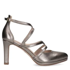 Manfield Zilverkleurige leren pumps^DAMES Pumps