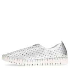 Manfield Zilverkleurige loafers^DAMES Loafers