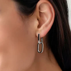 Manfield Zilverkleurige schakel oorbellen^ Sieraden