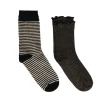 Manfield Zwart gestreepte 2-pack glitter sokken^ Sokken