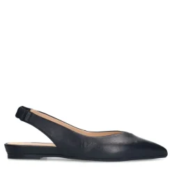 Manfield Zwart leren slingbacks^DAMES Pumps|Slingbacks