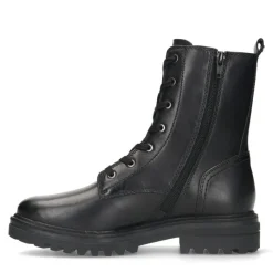 No Stress Zwart leren veterlaarsjes^DAMES Enkellaarsjes