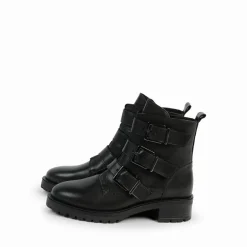 Manfield Zwarte biker boots^DAMES Enkellaarsjes