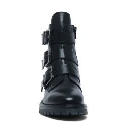 Manfield Zwarte biker boots^DAMES Enkellaarsjes