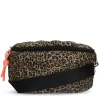 Manfield Zwarte bum bag met leopard print^ Heuptassen