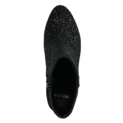 Manfield Zwarte glitter enkellaarsjes met hak^DAMES Enkellaarsjes