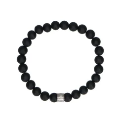 Manfield Zwarte heren kralen armband^ Sieraden