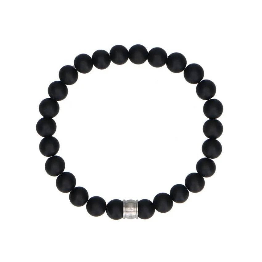 Manfield Zwarte heren kralen armband^ Sieraden