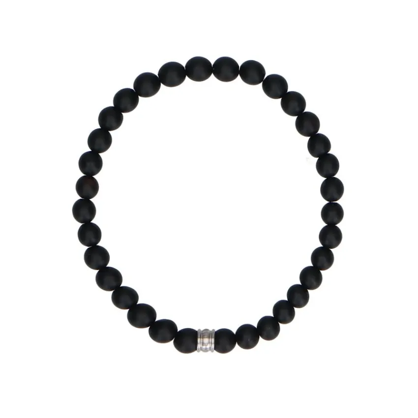 Manfield Zwarte heren kralen armband^ Sieraden