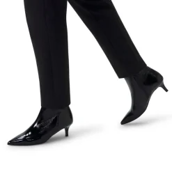 Manfield Zwarte lak leren enkellaarsjes met hak^DAMES Enkellaarsjes