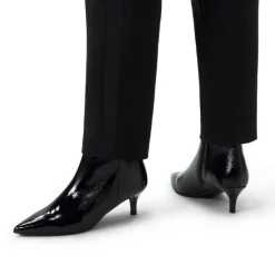 Manfield Zwarte lak leren enkellaarsjes met hak^DAMES Enkellaarsjes