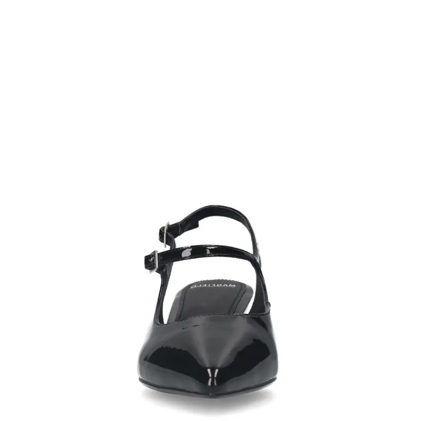 Manfield Zwarte lak slingbacks^DAMES Pumps|Slingbacks