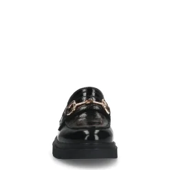 Manfield Zwarte lakleren loafers met gouden chain^DAMES Loafers