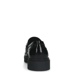 Manfield Zwarte lakleren loafers met gouden chain^DAMES Loafers