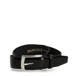 Manfield Zwarte lakleren riem^ Riemen