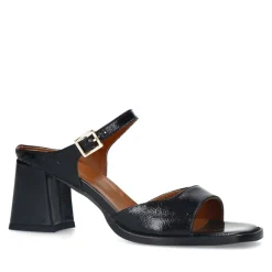 Manfield Zwarte lakleren sandalen met hak^DAMES Sandalen