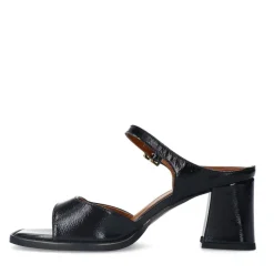 Manfield Zwarte lakleren sandalen met hak^DAMES Sandalen